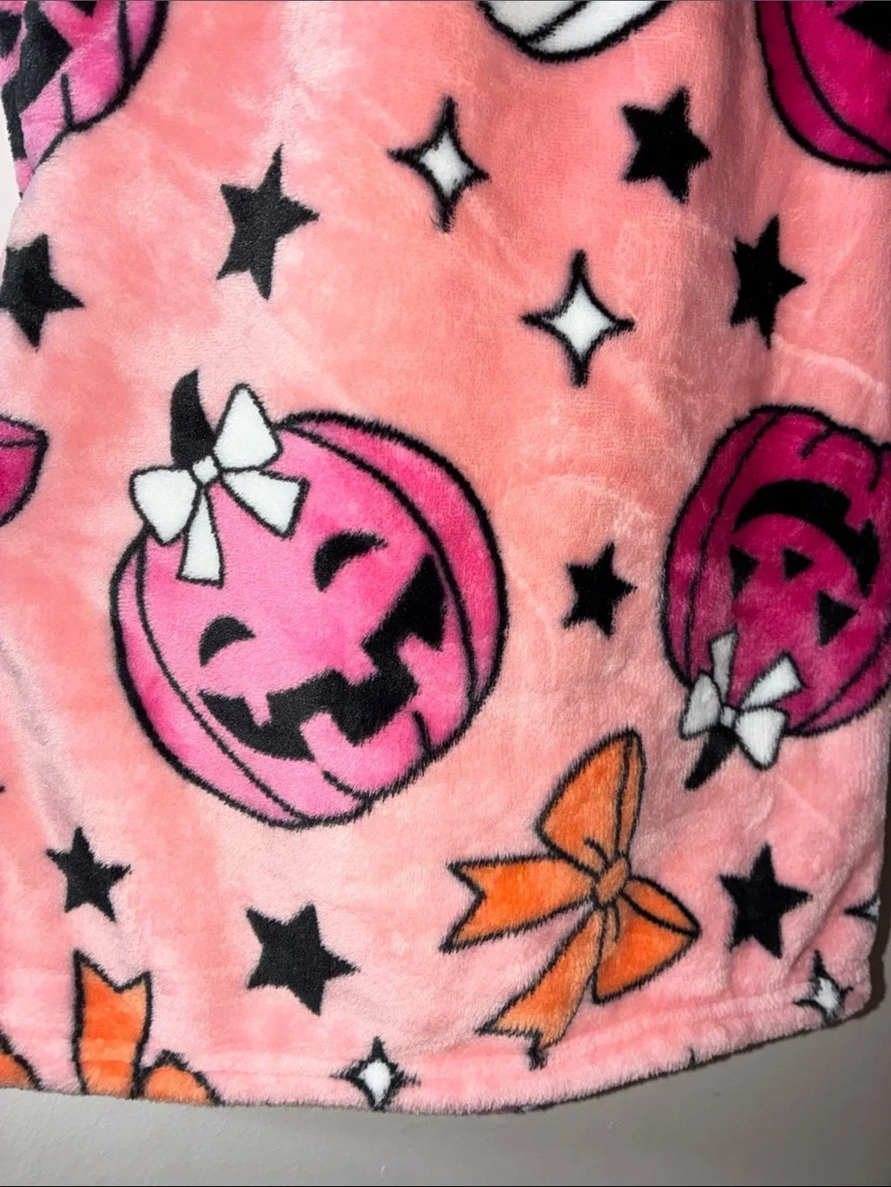 Oversized plush pink pumpkin throw blanket